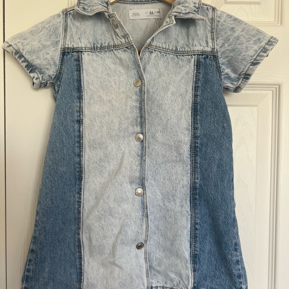 Zara Light Blue Denim kids dress size 3-4